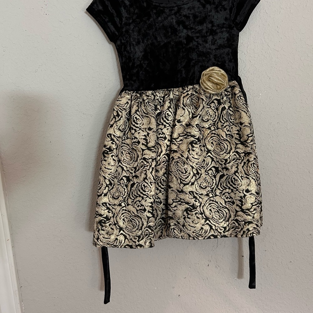 Elegant Black and Gold Kids Dress